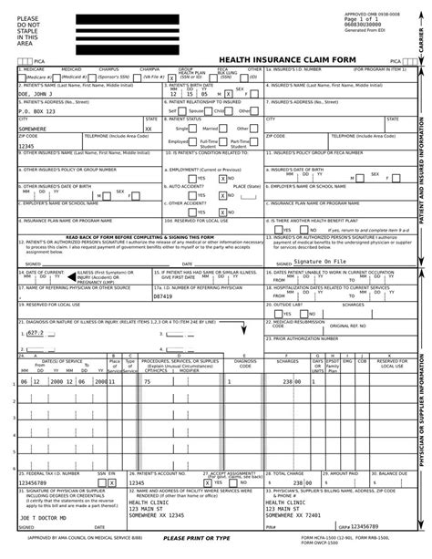 Health Insurance Claim Form Nucc Online Fillable Form Printable Forms