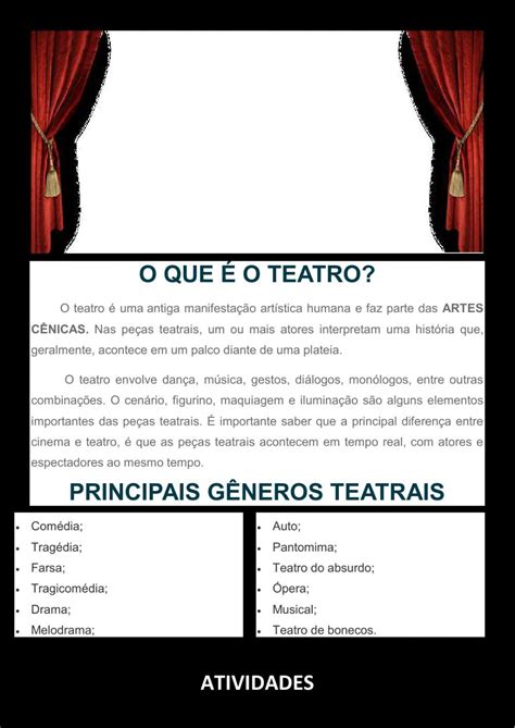 Atividade Sobre O Teatro