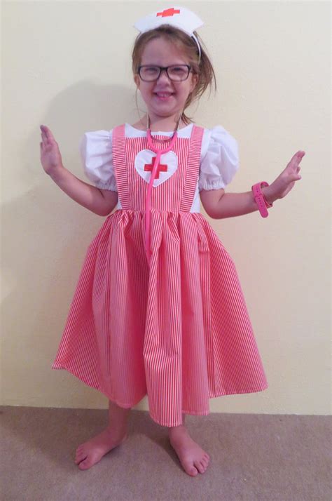 Cute Girls Candy Striper Nurse Costume Dress And Headband Etsy
