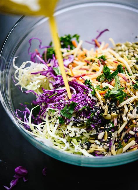 Combine broccoli coleslaw mix, sunflower seeds, almonds, and ramen noodles together in a bowl. Simple Healthy Coleslaw Recipe - Cookie and Kate