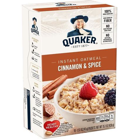 2,000 calories a day is used for general nutrition advice. Quaker Instant Oatmeal - Cinnamon & Spice - 430g ...