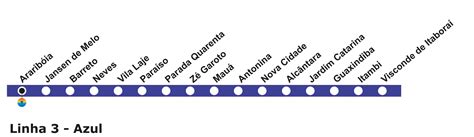 Rio De Janeiro Metrô Linha 3 Azul Mapa Mapa Do Rio De Janeiro