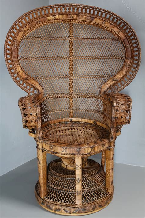 High back wicker chair vintage. Antiques Atlas - 1960's Rattan Peacock Chair