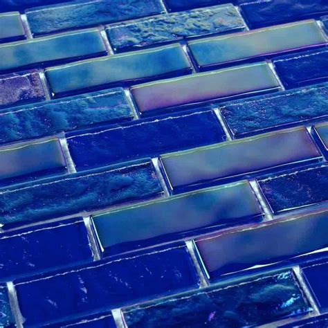 Iridescent Glass Tile Summer Cobalt Blue 1 X 3 Iridescent Glass Tiles