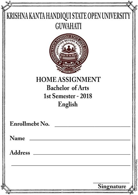 Creating the cover page for a university assignment seems, at first, like a task that the author should spend the least time on. Krishna kanta handiqui state open university home ...