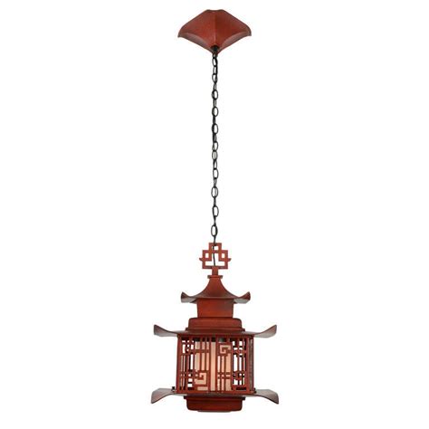 Quality Chinese Themed Cast Lantern Pendant In Antiqued Ming Red Usa