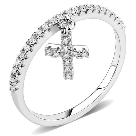 Dainty Diamond Cross Ring Silver Cross Ring Silver Cross Charm Religious Ring Catholic Cross
