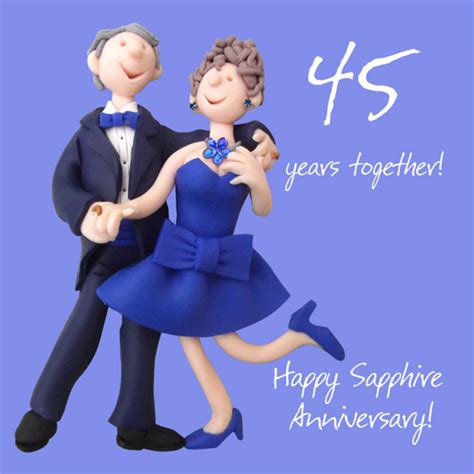 Happy 45th Sapphire Anniversary Greeting Card One Lump Or Two Cards
