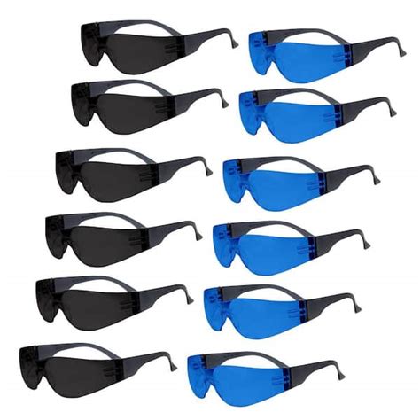 bison life keystone series safety glasses one size color lens black temple 6 blue and 6
