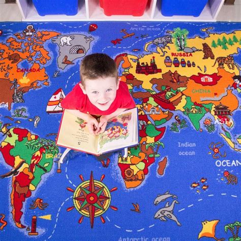 Kids Educational World Map Rug By Kukoon