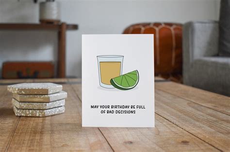 Funny Tequila Birthday Card Alcohol Birthday T For Him Or Etsy