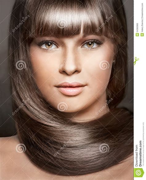 Beautiful Brunette With Perfect Long Hair Stock Photo Image Of Girl