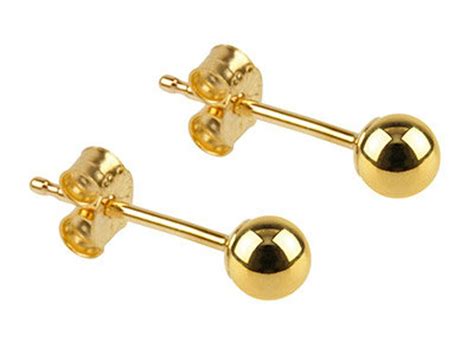 Solid 9k Gold Ball Earrings 3mm Classic Ball Stud Earrings Etsy