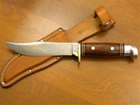 Western Usa W36b Bowie Fixed Blade Hunting Knife With Leather