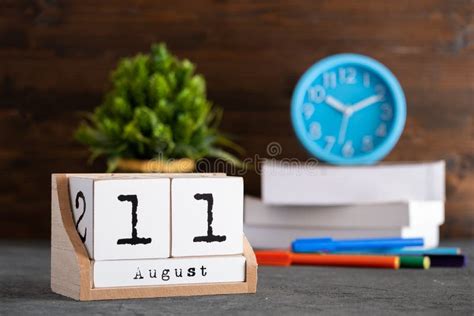 August 11 11th Day Of The Month Calendar Date Two Blue Sheets For