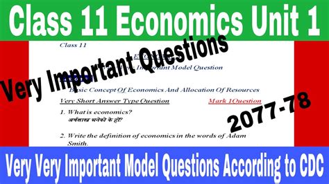Class 11 Economics Unit 1 Very Very Important Question According To