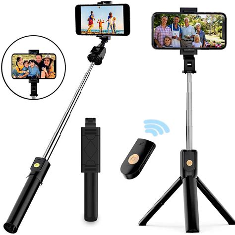 3 in 1 extendable selfie stick tripod with detachable bluetooth wireless remote phone holder