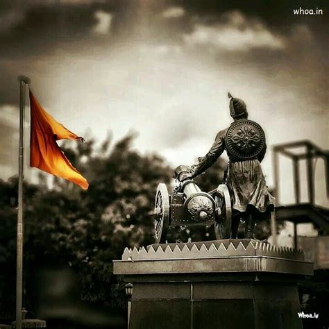 Indian warrior king, chattrapati shivaji maharaj. Maratha King Chatrapati Shivaji Maharaj With His Flag