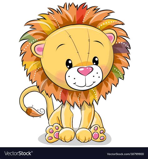 Cute Cartoon Lion Isolated On A White Background Vector Image