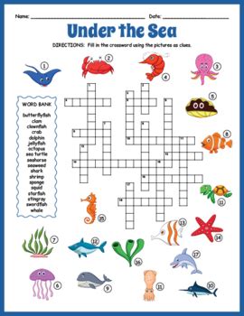 World Oceans Day Activity - Under the Sea Crossword Puzzle by Puzzles