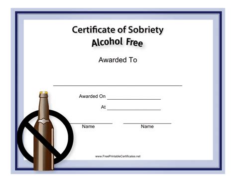 Alcohol Free Certificate Of Sobriety Template Download Printable Pdf