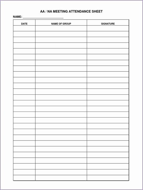 Free Printable Aa Sign In Sheets
