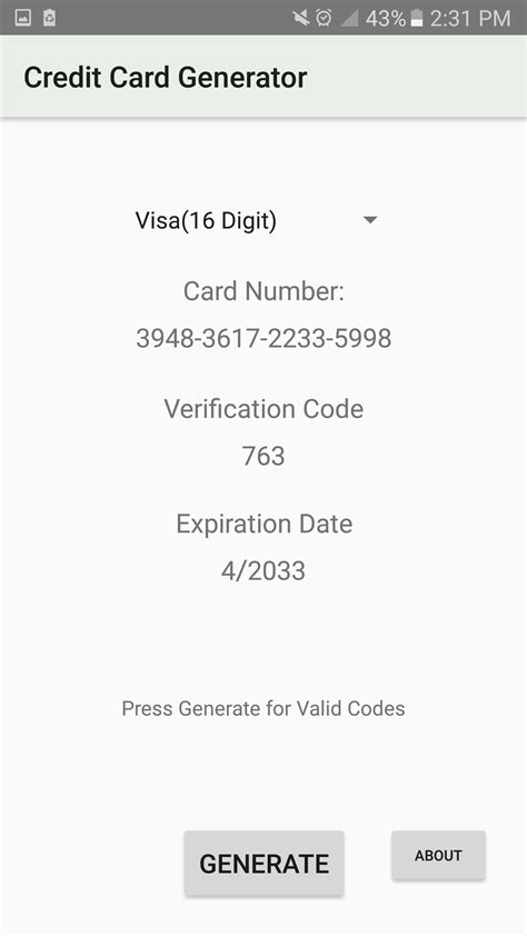 Check spelling or type a new query. Credit Card Number Generator for Android - APK Download in 2020 | Credit card numbers, Credit ...