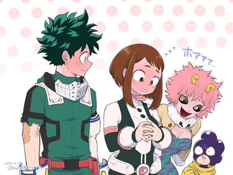 Uraraka Ochako Midoriya Izuku Ashido Mina And Mineta Minoru Boku No