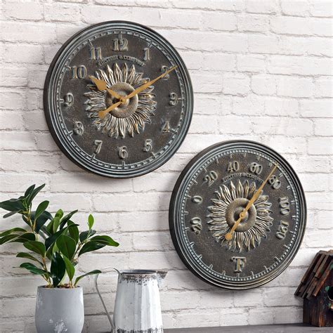 Firstime And Co Verdigris Calisto Sunflower Outdoor Wall Clock And