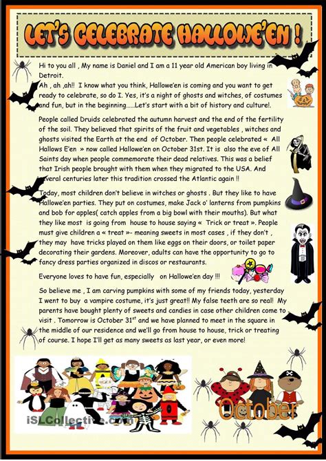 Lets Celebrate Halloween 2 Page Reading Halloween Worksheets