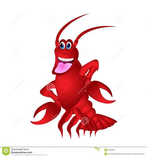 Cute Red Lobster Cartoon Stock Vector Image 58953581