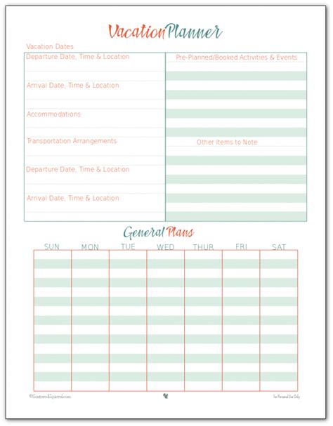 Free Printable Vacation Schedule Templates With Time