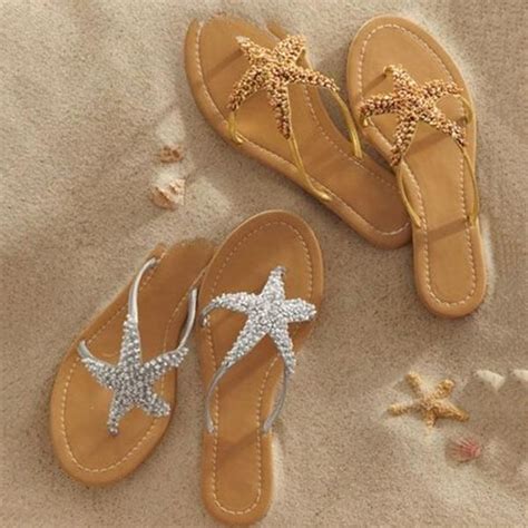 Starfish Design Rhinestone Slippers Sandals Sealife Sandals Wedding