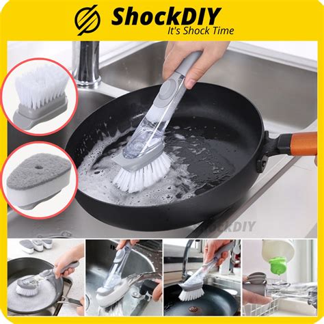 Kitchen Dishwashing Dispenser Sink Brush Scrubber And Sponge With Soap