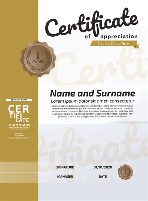 Certificate Of Appreciation Award Template Illustration Certificate In