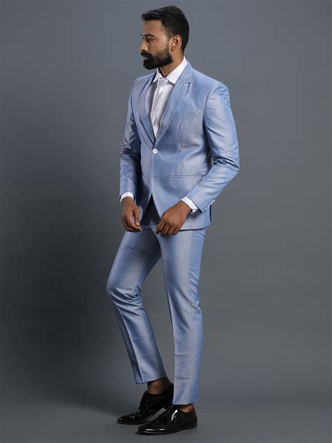 Rentbuy Shiny Sky Blue Textured Suit Home Trial Free Delivery