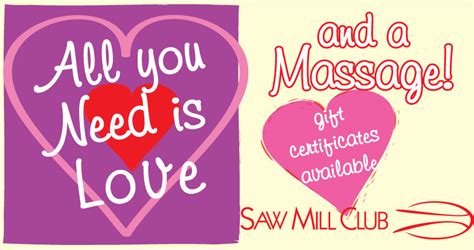 All You Need Is Love Massage Special For Valentines Day • Saw Mill Club