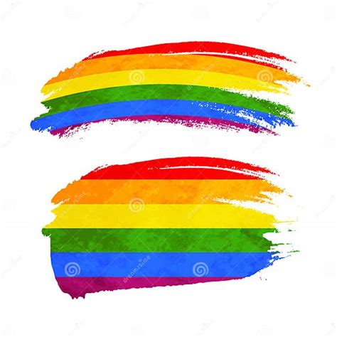 grunge brush stroke with rainbow flag lgbt community sign on white stock vector illustration