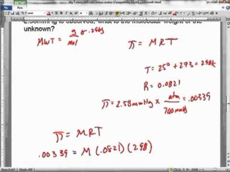 May 10, 2019 · step 1: using osmotic pressure to calculate molar mass - YouTube