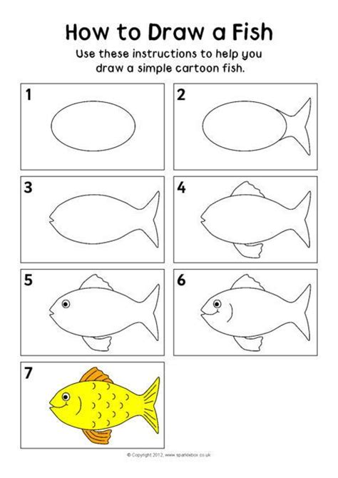 How To Draw A Fish Instructions Sheet Sb8283 Art Drawings For Kids