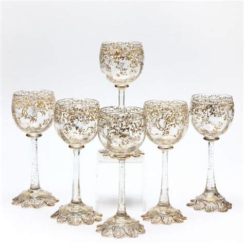 Set Of Six Moser Fancy Wine Glasses Lot 131 Collection From Dr And Mrs Richard Epes