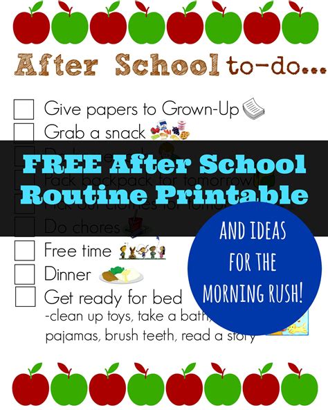 Free After School Routine Printable Mandys Recipe Box