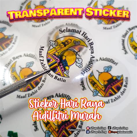 Sticker Hari Raya Aidilfitri Murah 2022 100pcs Transparent Sticker