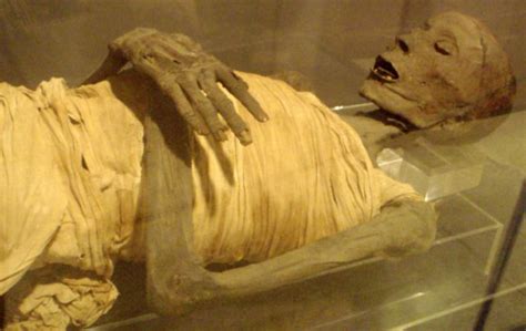 An Ancient Human Body In A Glass Case