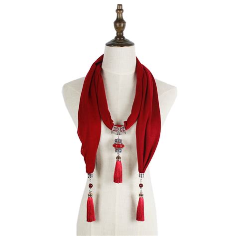 women alloy pendant scarf necklace wrap jewelry feminina fashion cotton shawl long shawl long