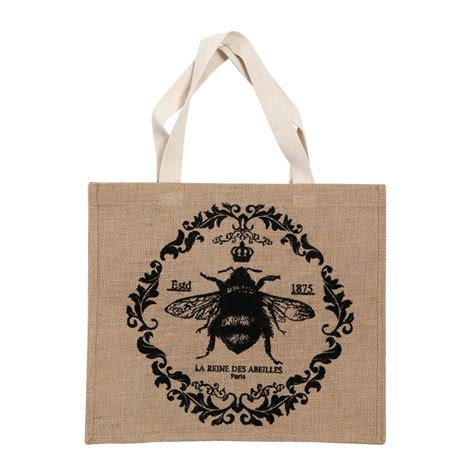 Queen Bee Shopping Bag, Jute Hessian/Cotton, Natural | Jute shopping bags, Bags, Shopping bag
