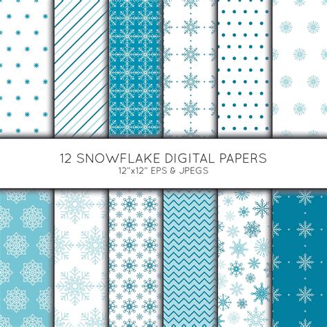 Snowflake Digital Paper Snowflake Scrapbook Paper Digital Paper Pack
