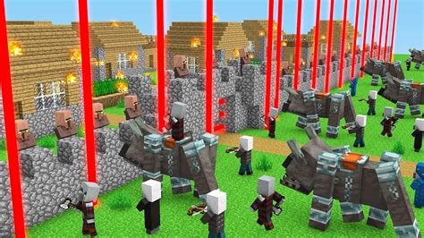 Villagers Protect The Village Villager Vs Pillager Minecraft Battle