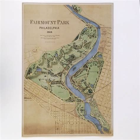 Fairmount Park Philadelphia Vintage Map Reproduction