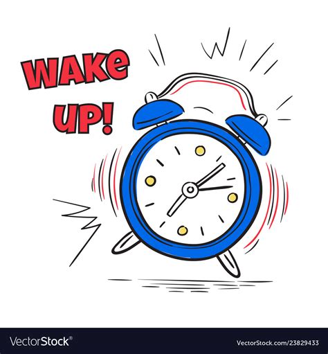 Alarm Wake Up Clock Ringing In Morning Hand Vector Image
